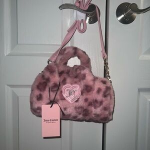 Juicy Couture Pink Leopard Print Barrel Bag! Faux Fur